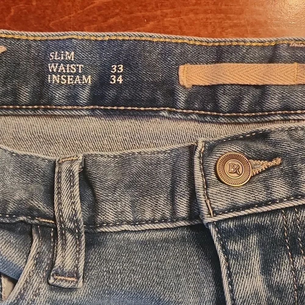 Banana Republic Traveler Mid Rise Slim Leg Jeans, 33 X 33, Blue Denim